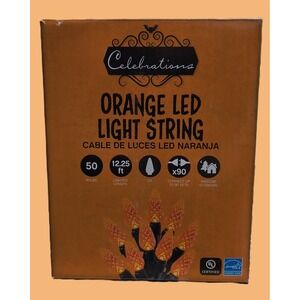 Orange LED Light String Textured 50 Bulbs Per Box, 2 Box Lot Total 100 Lights